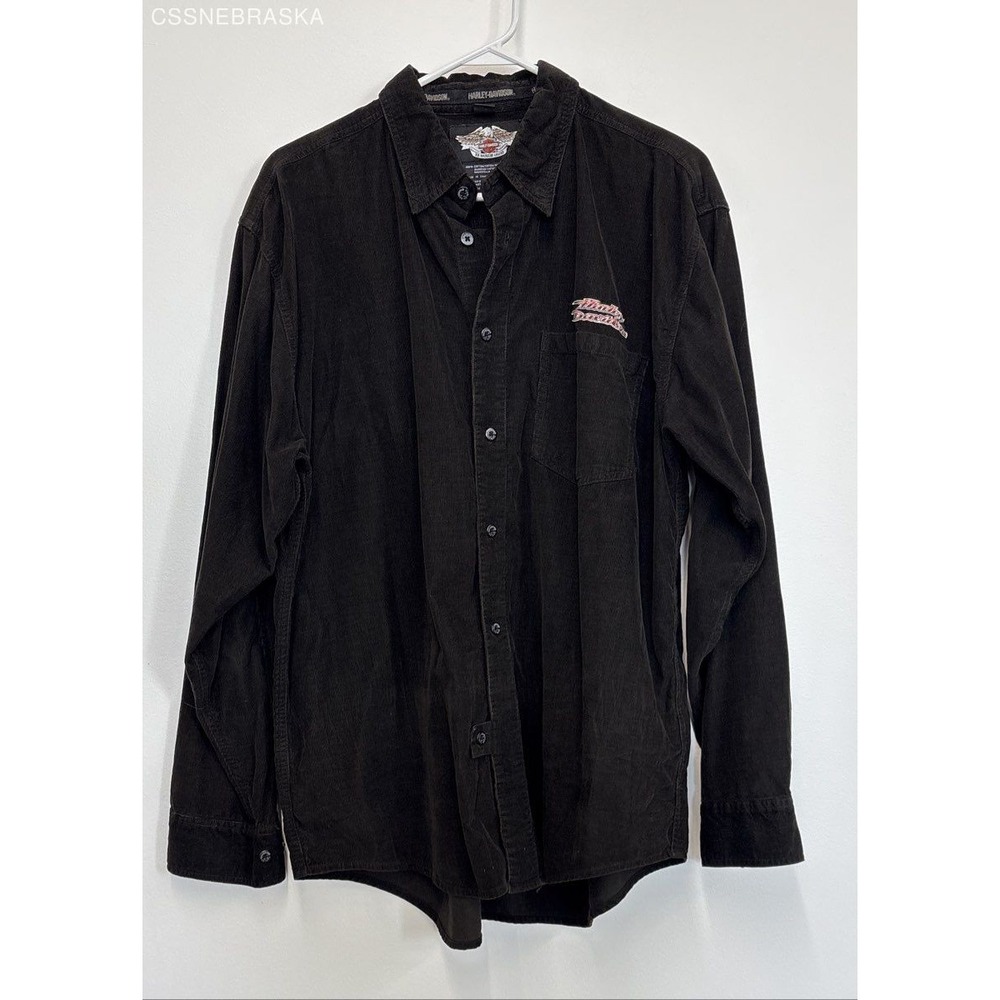 Harley-Davidson‎ Black long sleeve button-up shirt. - Size L